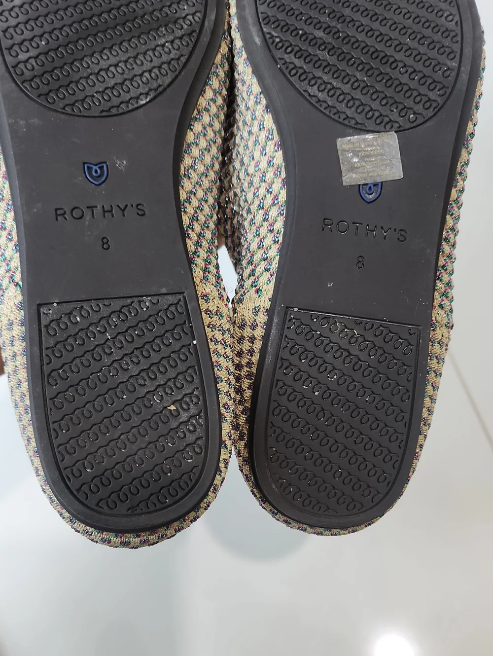 Rothy's Multi Color Metallic Square Toe Ballet Flats
